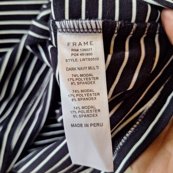 Frame Womens Navy/White Striped Flare Sleeve Top Nautical Size M - Picture 4 of 5